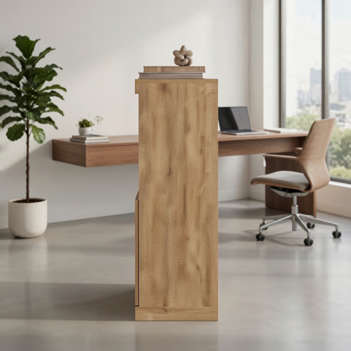 Modern Dressoir met LED-verlichting en Veel Opbergruimte – Sonoma Eiken Highboard Kast – Staande Commode / Bijzetkast voor Woonkamer en Slaapkamer – Novihome