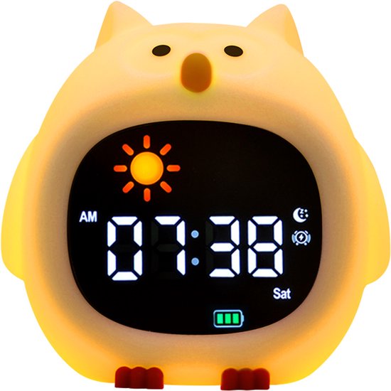 Kinderwekker Uil met Nachtlampje - Digitale Wekker Kind - Slaaptrainer Kinderwekker - LED Klok met Kleurenlicht - Oplaadbare Wekker Kinderkamer - Alarmklok voor Peuter en Kind van Merkloos — afbeelding 3
