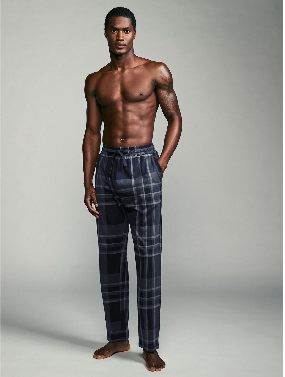 Next - Heren - Set van 2 geruite jersey pyjamabroeken - Zwart