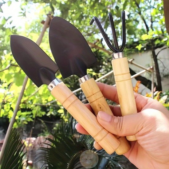 3-delige set, gereedschap voor het planten van bloemen, het kweken van groenten en tuinieren, tuinaccessoires, grondschep, gereedschap voor het planten van potbloemen, kleine schep driedelige set — afbeelding 2