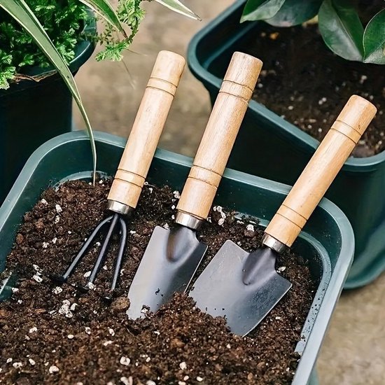 3-delige set, gereedschap voor het planten van bloemen, het kweken van groenten en tuinieren, tuinaccessoires, grondschep, gereedschap voor het planten van potbloemen, kleine schep driedelige set — afbeelding 5