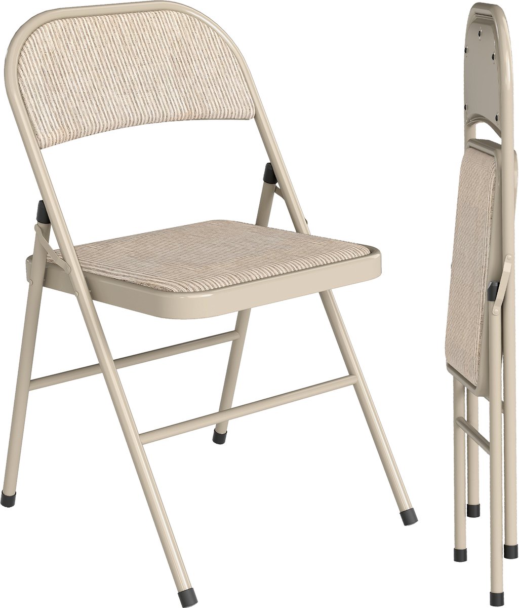 HOMCOM-Opklapstoel-Polyester-45x46x78cm-Beige