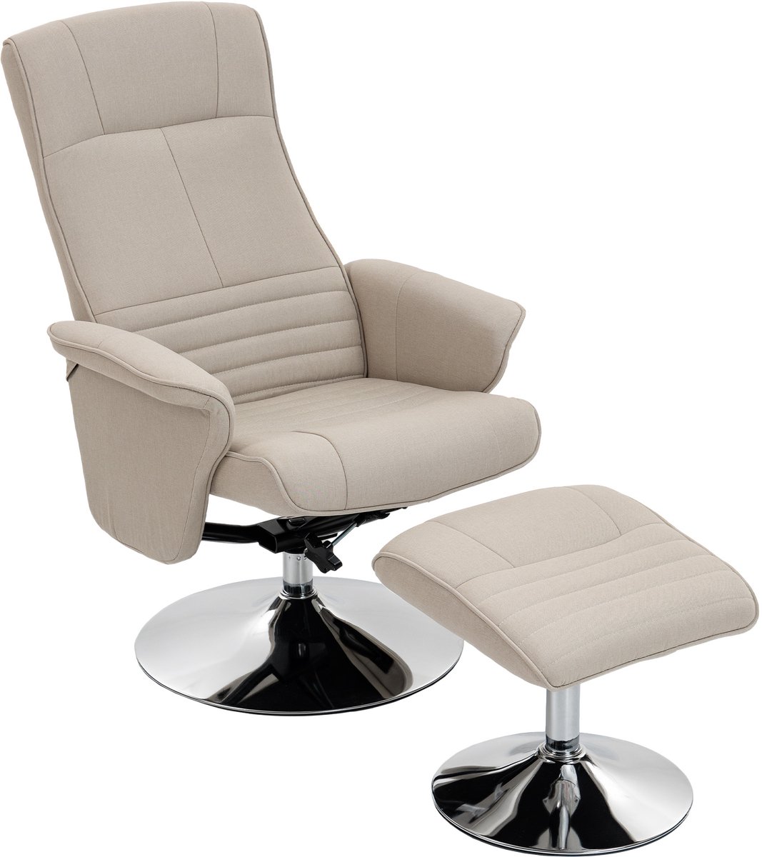 HOMCOM - Relaxfauteuil met voetenbank - Polyesterstof - 69x71x104cm - Beige
