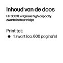 Inhoud van de doos: HP 303XL originele high-capacity zwarte inktcartridge. Print tot 1 zwart (ca. 600 pagina's).