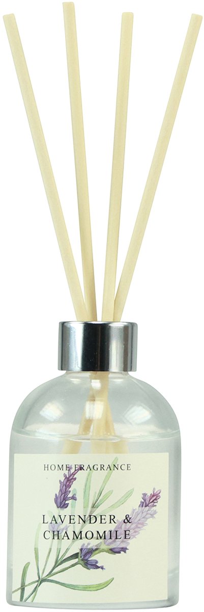 Geurstokjes lavendel kamille diffuser van glas 100ml