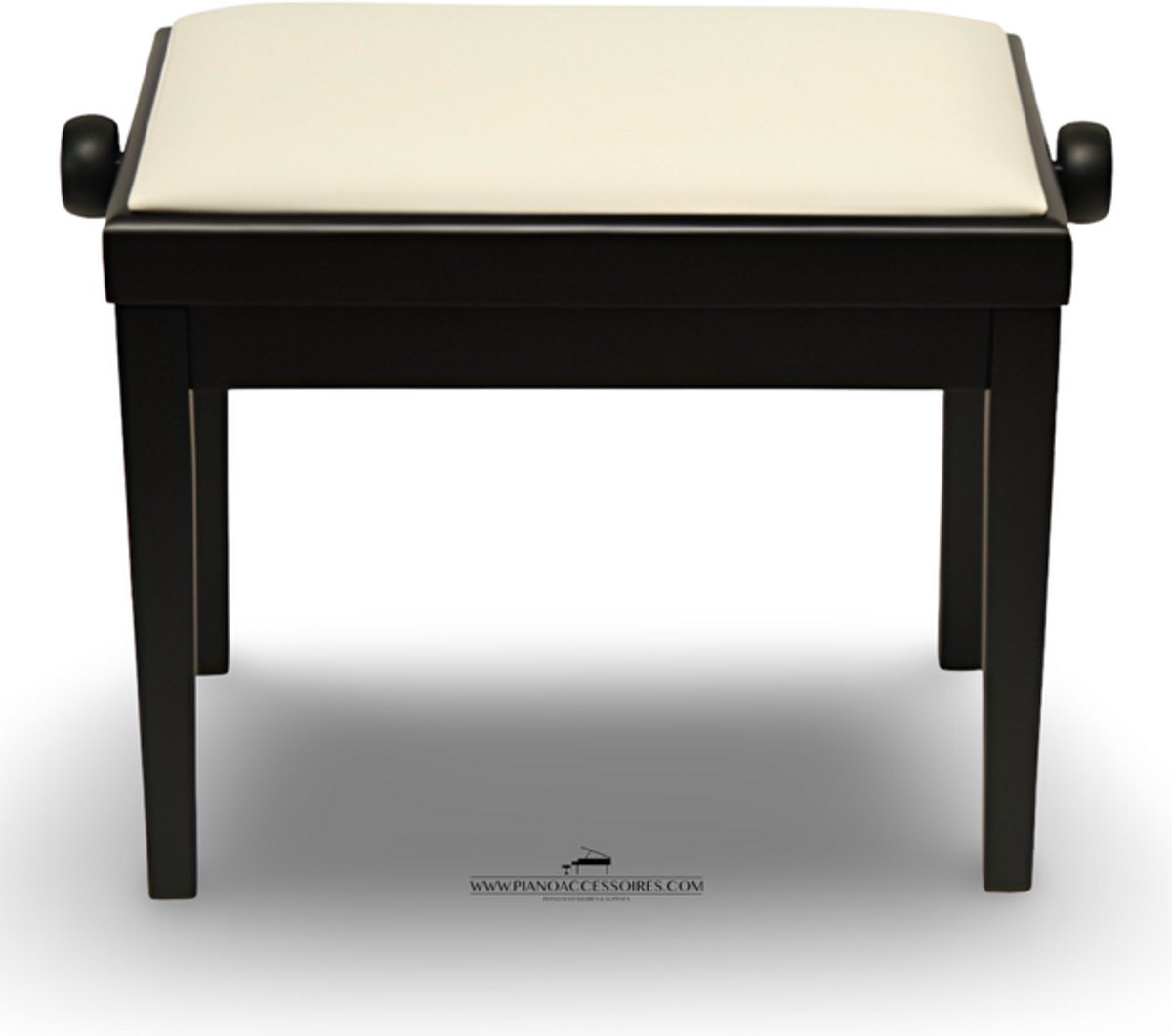 Pianobank GPPD Model 3 Zwart Mat, witte skai-zitting