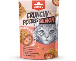 Wanpy - Crunchy pockets - Zalm - Kattensnack - Knapperige snacks met zachte vulling van zalm met kaviaar