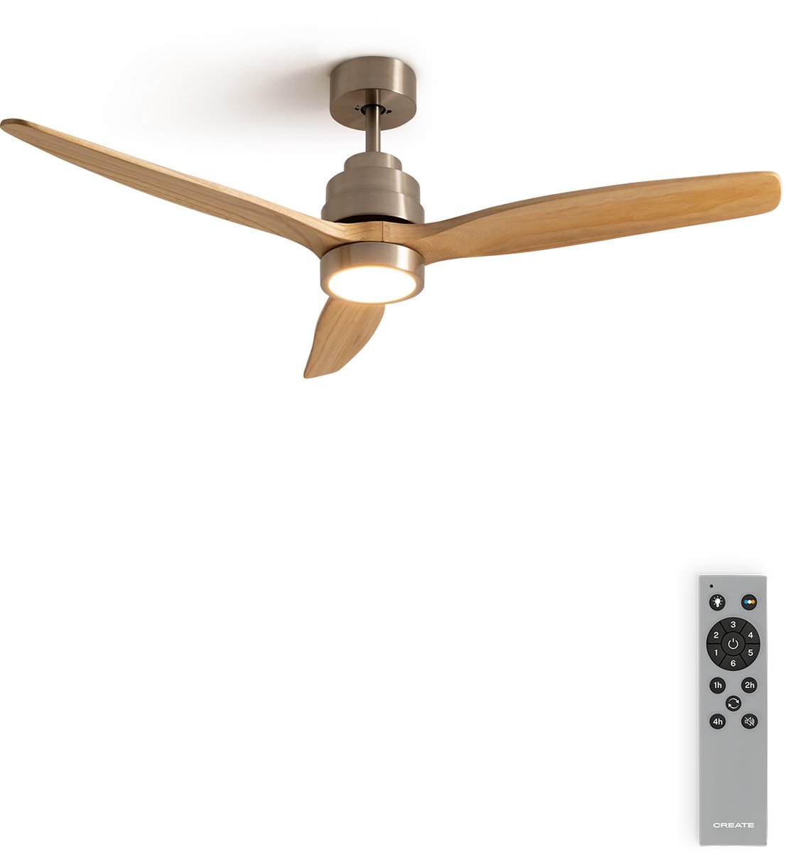 CREATE - Stille plafondventilator van 40 W met technische ABS-bladen, verkrijgbaar in verschillende maten - M - Met licht - Afstandsbediening - WIND STYLANCE