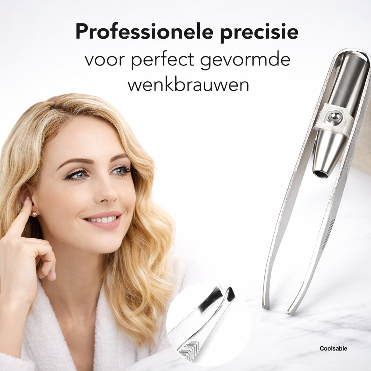2 Stuks LED Lamp Wenkbrauw Pincet Trimmer I Epileren I Verlichte RVS Tweezer Pincet I Met 3 Batterijen Extra