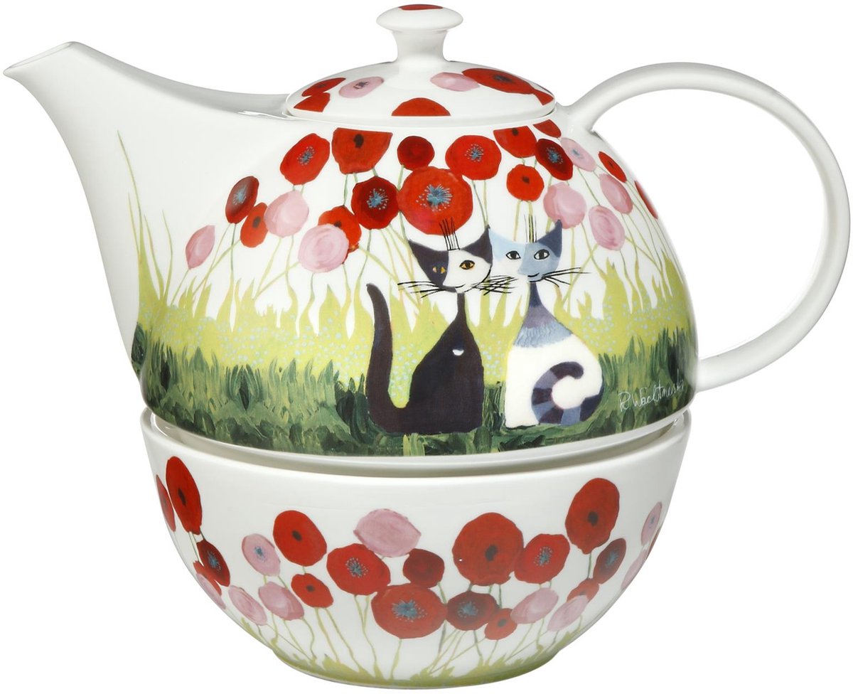 Goebel® - Rosina Wachtmeister | Theepot "Innamorati tra i papaveri" | Porselein, Theekan 1,2 liter