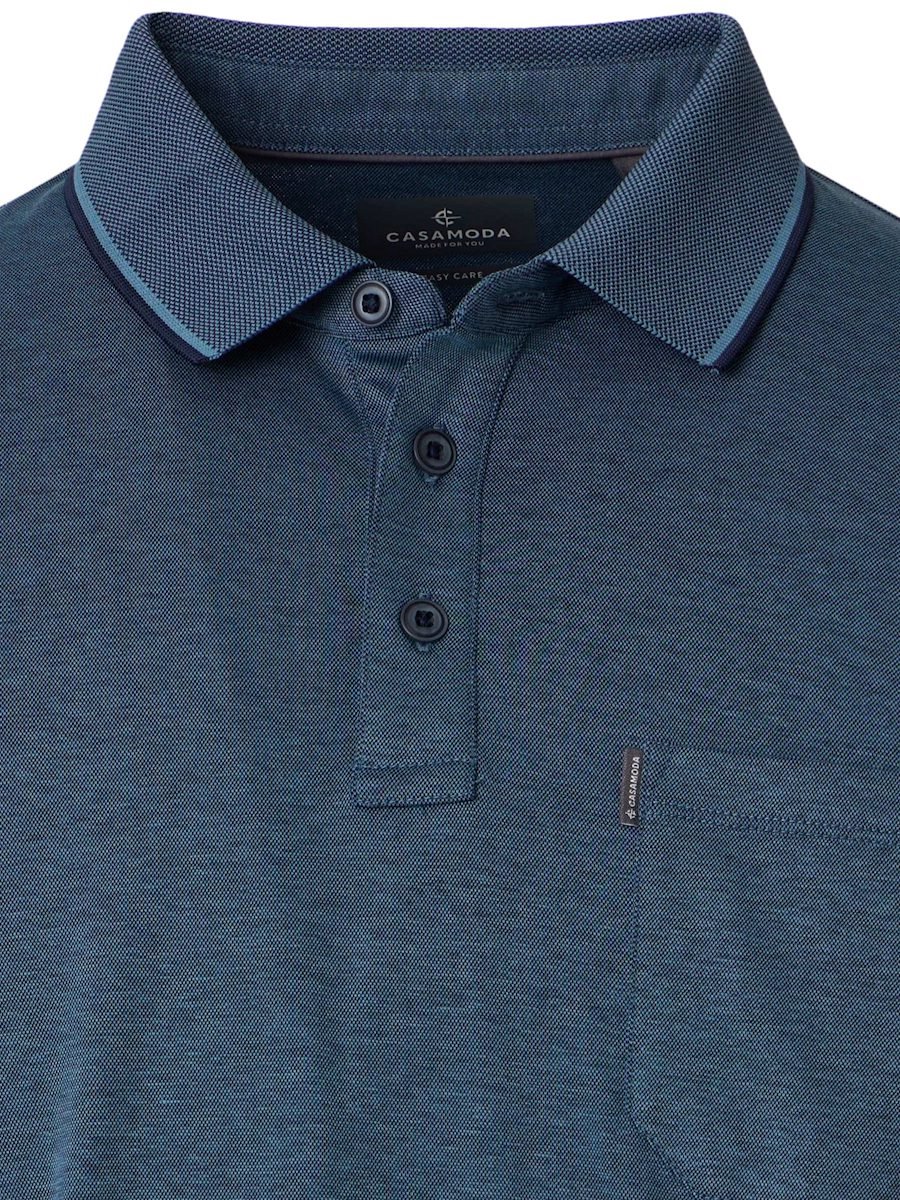 Poloshirt Met Borstzakje 3 Knoops Aqua Blauw Casa Moda - 3XL