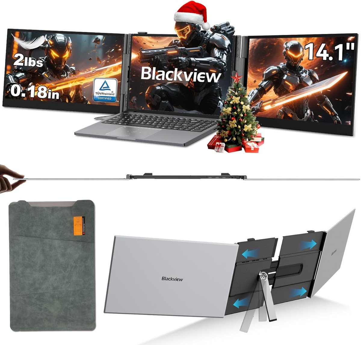 Draagbaar Dubbel Scherm - Extra Monitor - Productiviteit Vergroten - Ultra Dun Oogbescherming - 14 Inch IPS FHD