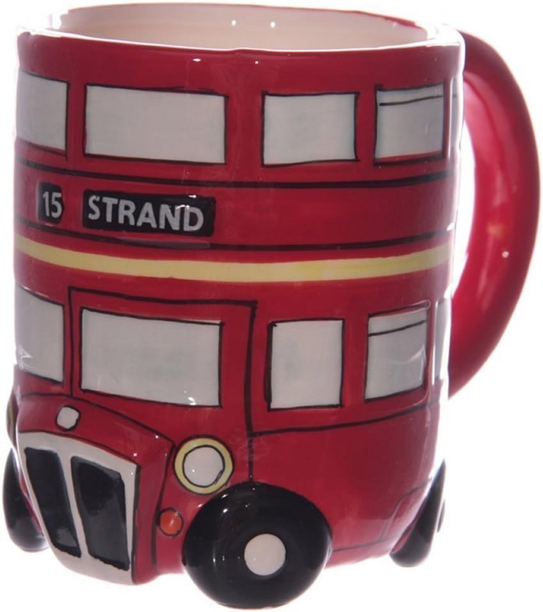 Bus Mok - Theekop Keramiek - Warme Dranken - Glanzende Afwerking - 10cm Hoog - Rood