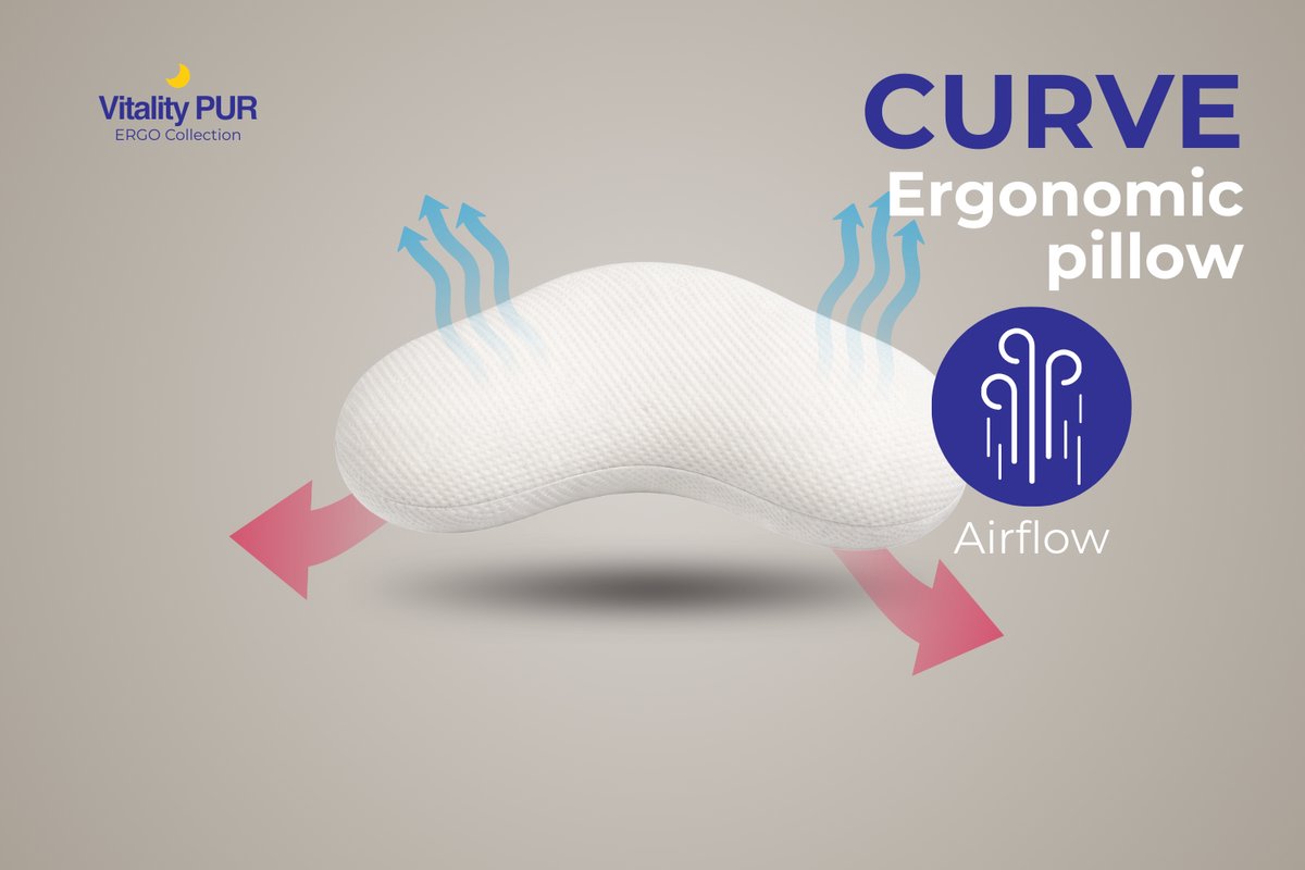 Vitality Pur - Curve Pillow – Ergonomisch Memory Foam Hoofdkussen – Curve Design voor Optimale Nekondersteuning – Ademend & Wasbare Hoes – Voor Zij- en Rugslapers