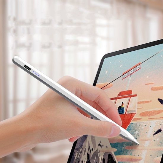 Parosso Universele Stylus Pen - Compatibel met iOS / Android / Windows - Precisiepunt - Oplaadbaar - Wit - Gratis Extra Tip — afbeelding 3