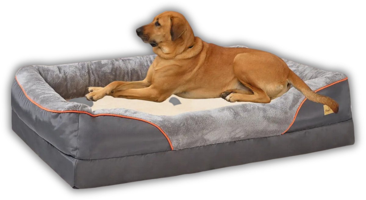 Archi hondenmand L – Hondenbank – Hondensofa - Orthopedische hondenmand - Hondenkussen - Wasbare hoes – 83 x 57 x 25 cm - Grijs