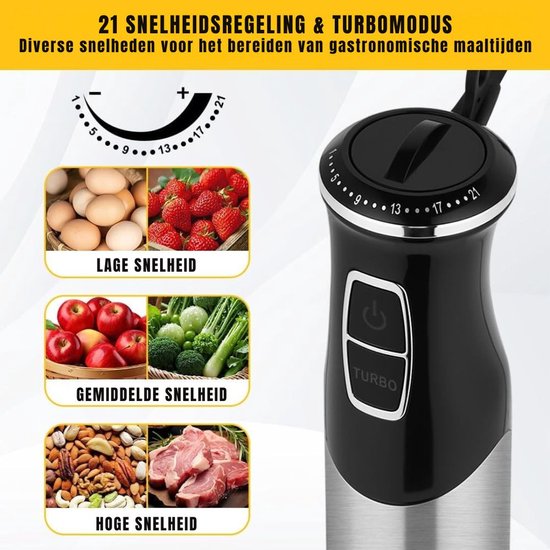 DnA® Staafmixer - Staafmixer Set - Staafmixers - Staafmixer Met Hakmolen - Staafmixer Draadloos - Grijs/Zwart - 23cm x 12cm x 7cm van Merkloos — afbeelding 3