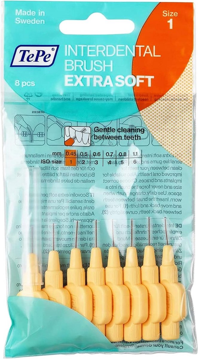 Interdentale Borstels - Tandenstokers - Mondhygiëne - Extra Zachte Vezels - 045 mm - Oranje