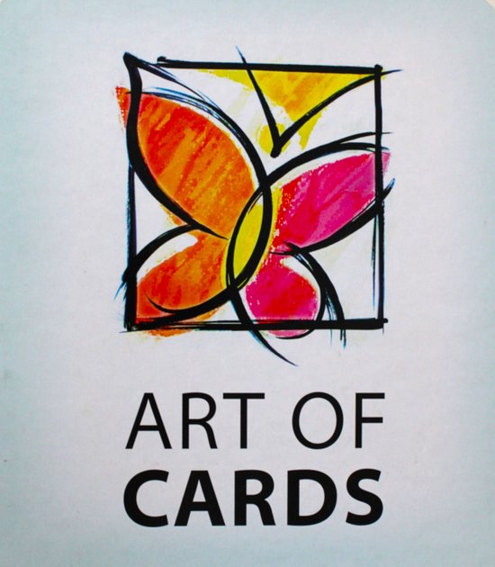 Logo van Art of Cards met een gestileerde vlinder met oranje en roze vleugels.