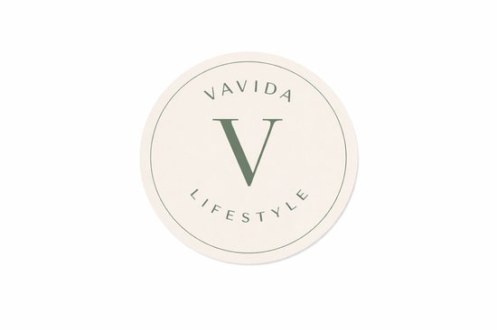 Logo van Vavida Lifestyle in beige en groen.
