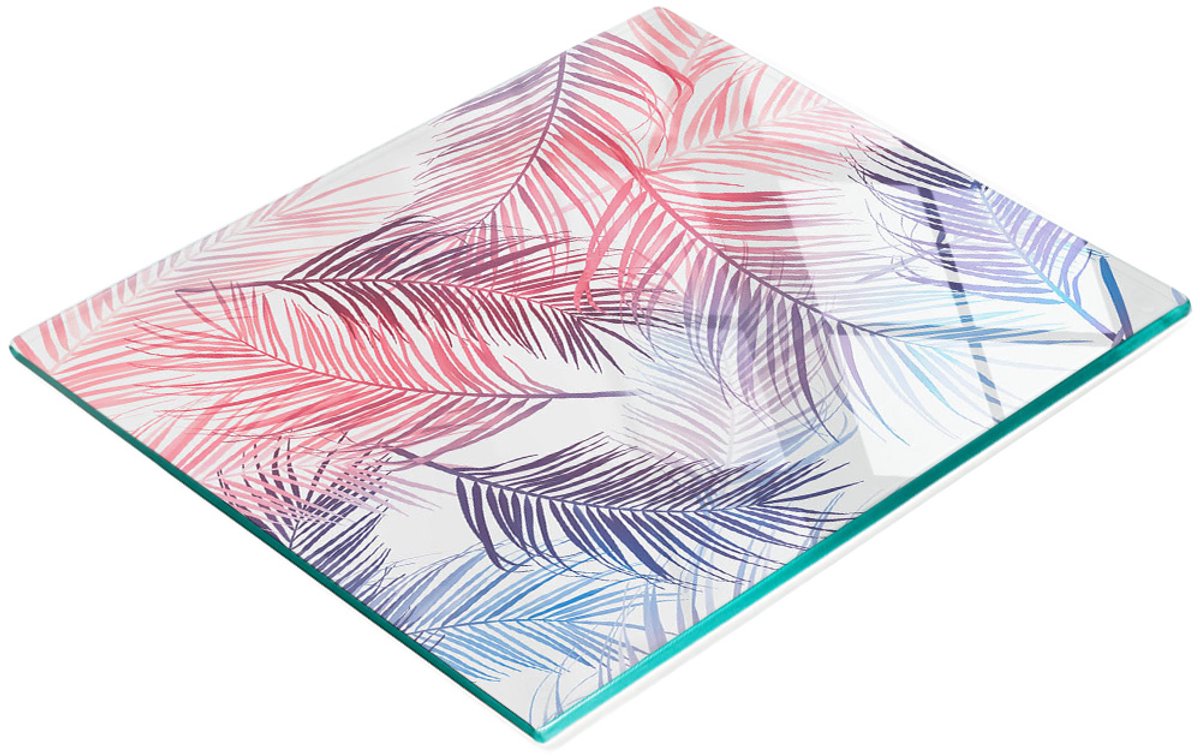 Duurzame en stijlvolle glazen snijplank met palmbladpatroon 60x52 cm