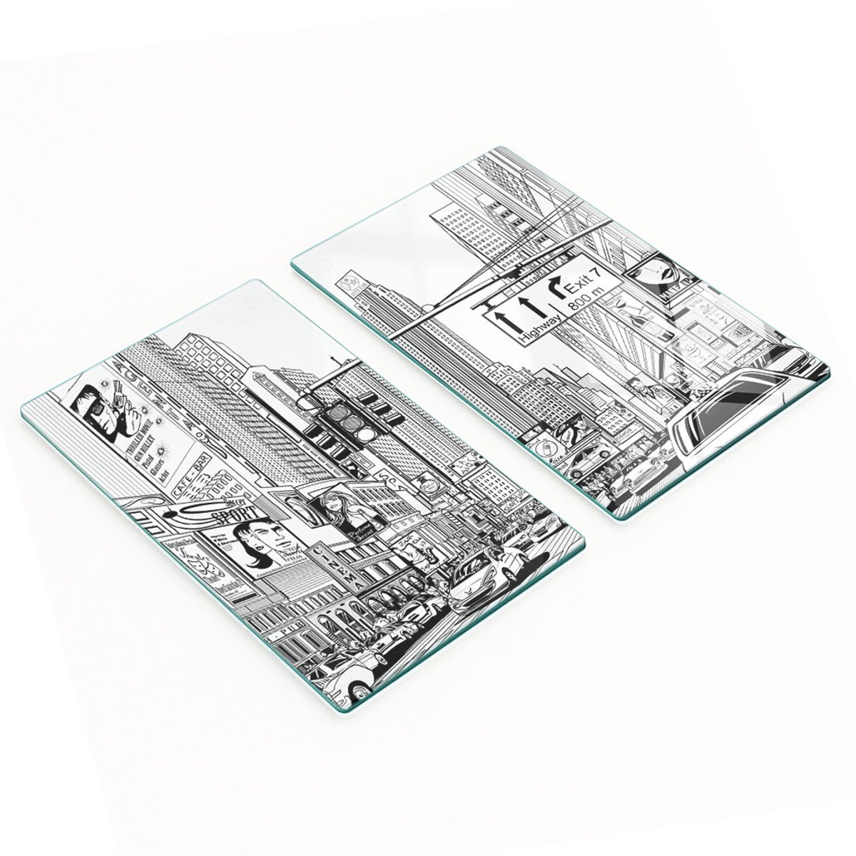 Duurzame en stijlvolle glazen borden met een New Yorks straatpatroon, 2x30x52 cm