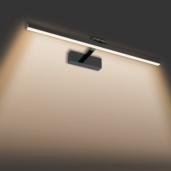 Lampe de miroir LED 15W – Éclairage de miroir salle de bain 60 cm – IP44, ajustable à 180°, 2800 - 3200K – Zwart