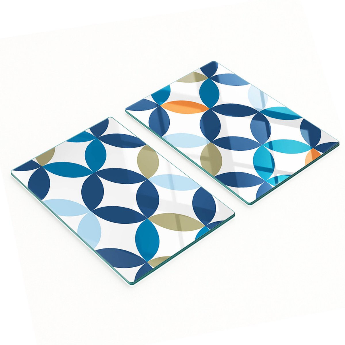 Set van twee glazen snijplanken met geometrische vormen, 2x40x52 cm
