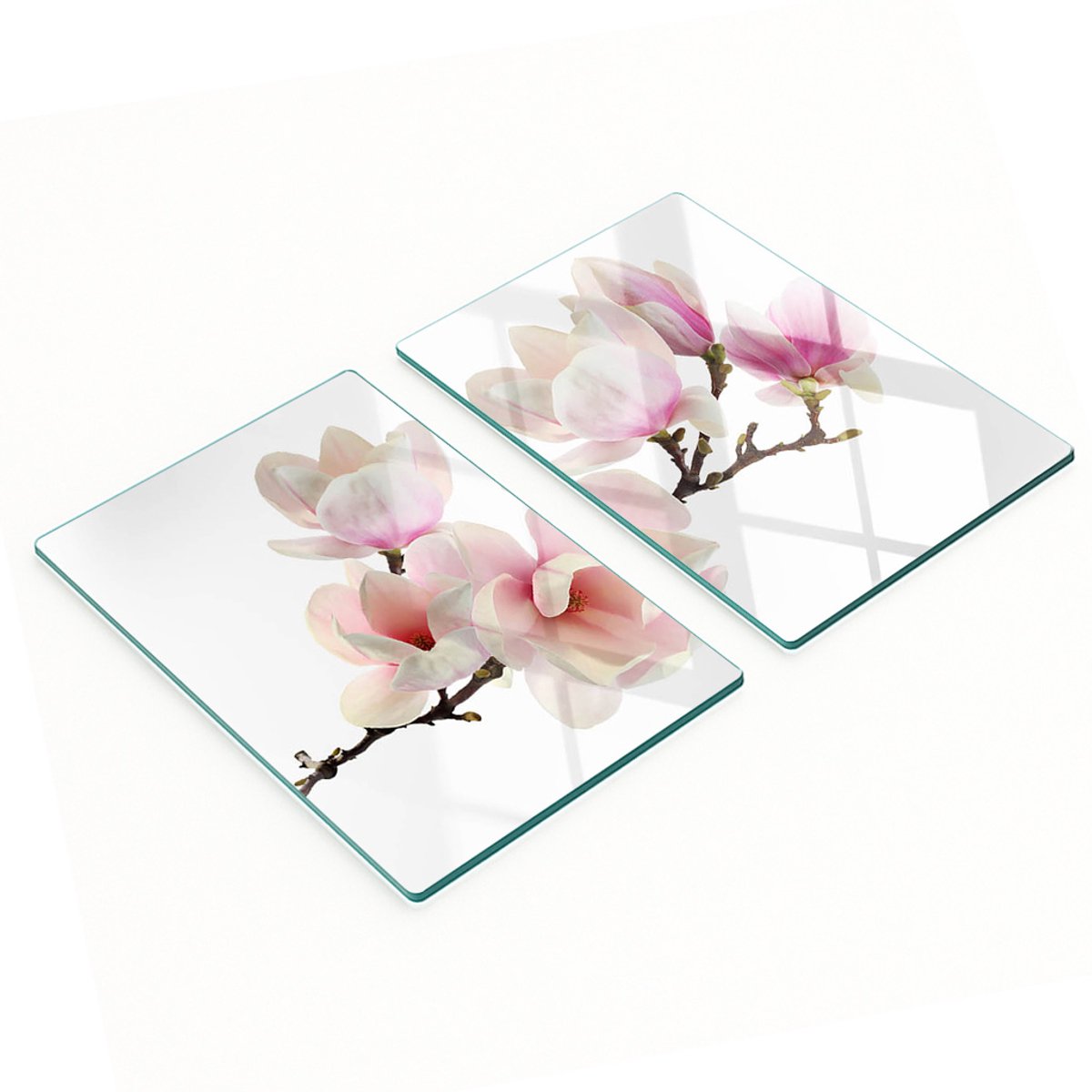 Glazen snijplanken met decoratieve afbeeldingen van magnolia, 2x40x52 cm