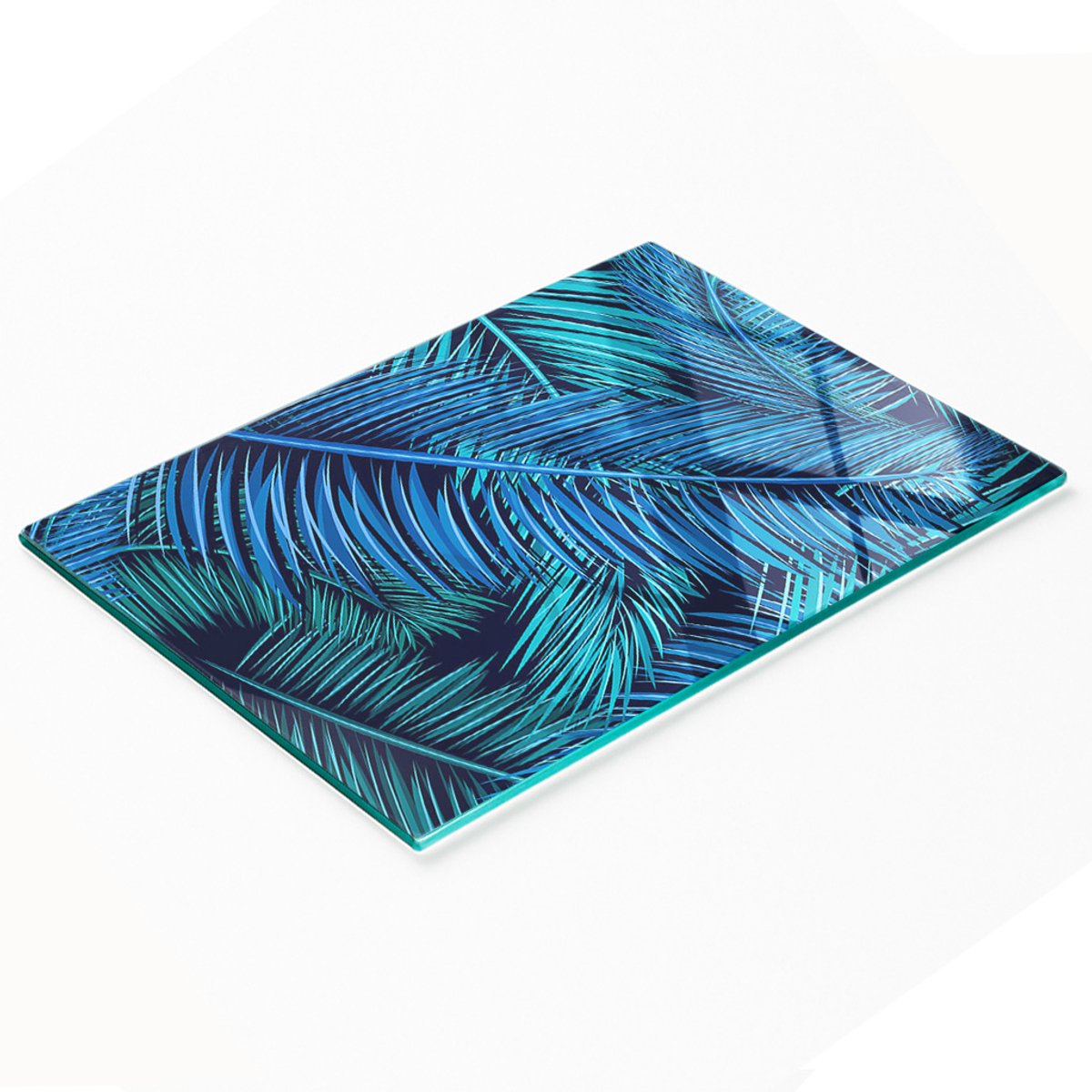 Keukenplank van gehard glas met decoratieve palmbladeren, 80x52 cm