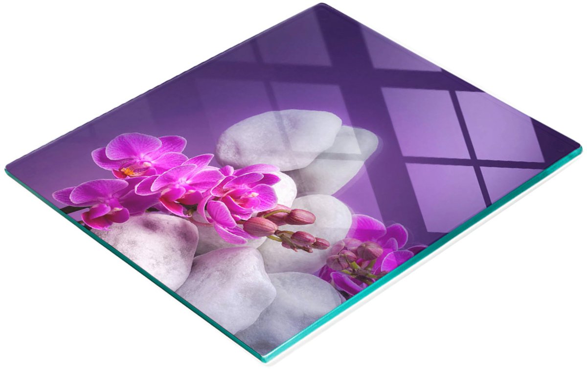 Keukenplank van gehard glas met decoratieve orchideeënafbeeldingen, 60x52 cm