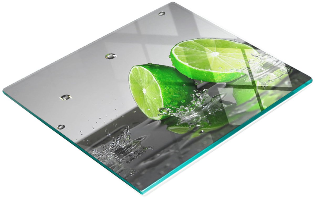 Decoratieve glazen snij- en serveerplank Lime in Water 60x52 cm