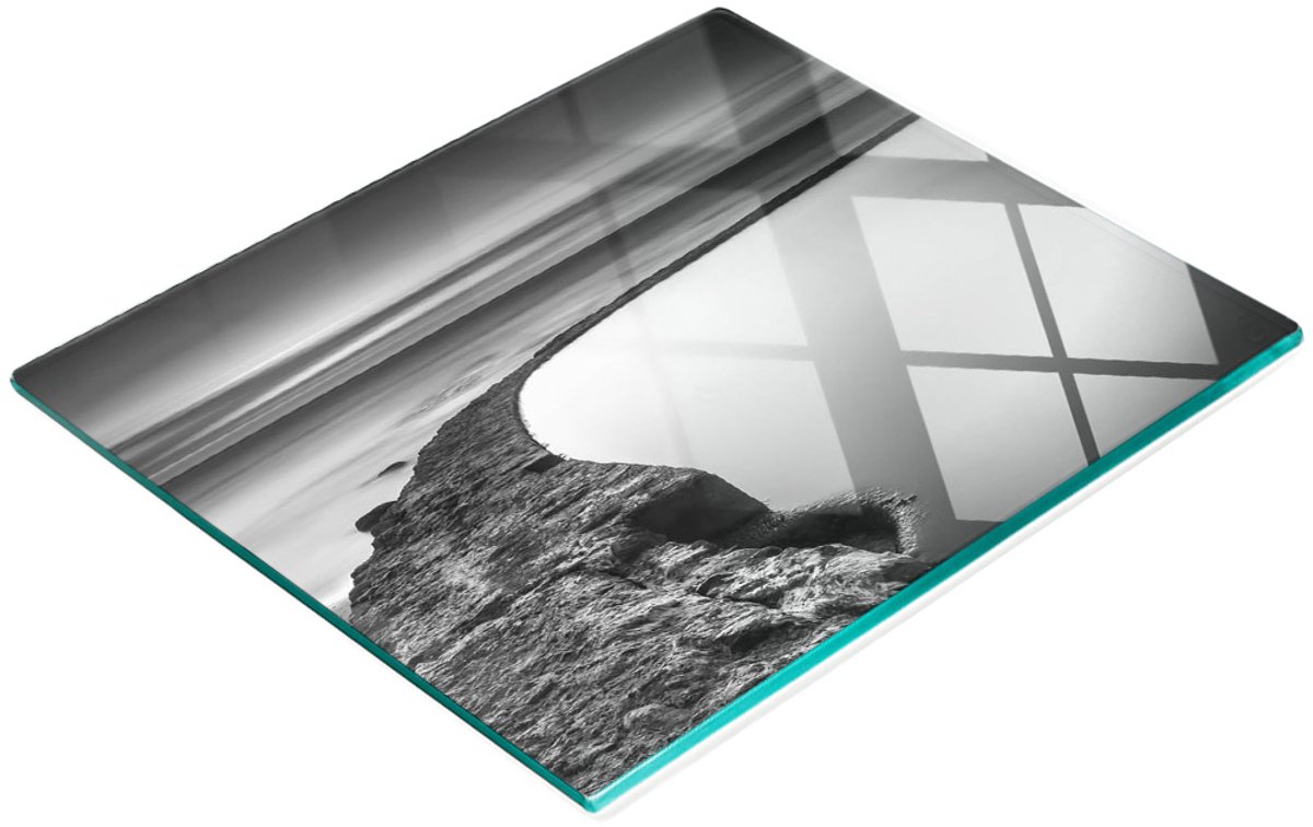 Decoratieve glazen snij- en serveerplank, Pebble Beach, 60x52 cm