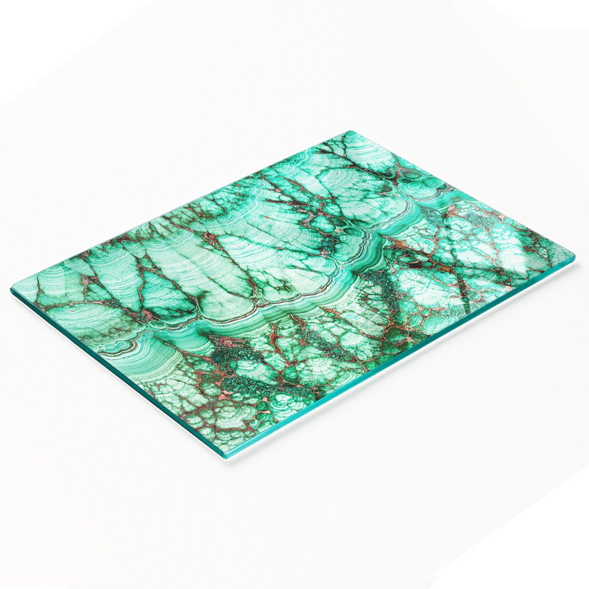 Decoratieve keukensnijplank, gehard glas, malachiet, 80x52 cm