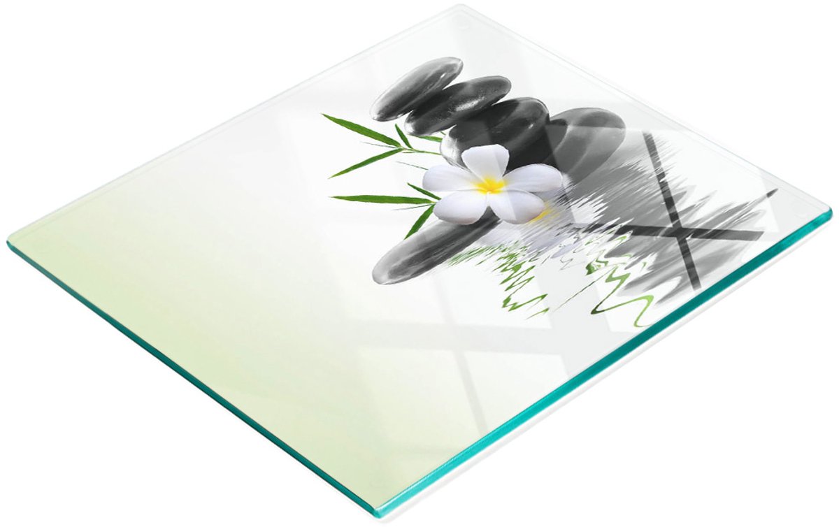 Gehard multifunctioneel decoratief bord van glas met Zen-stenen, 60x52 cm
