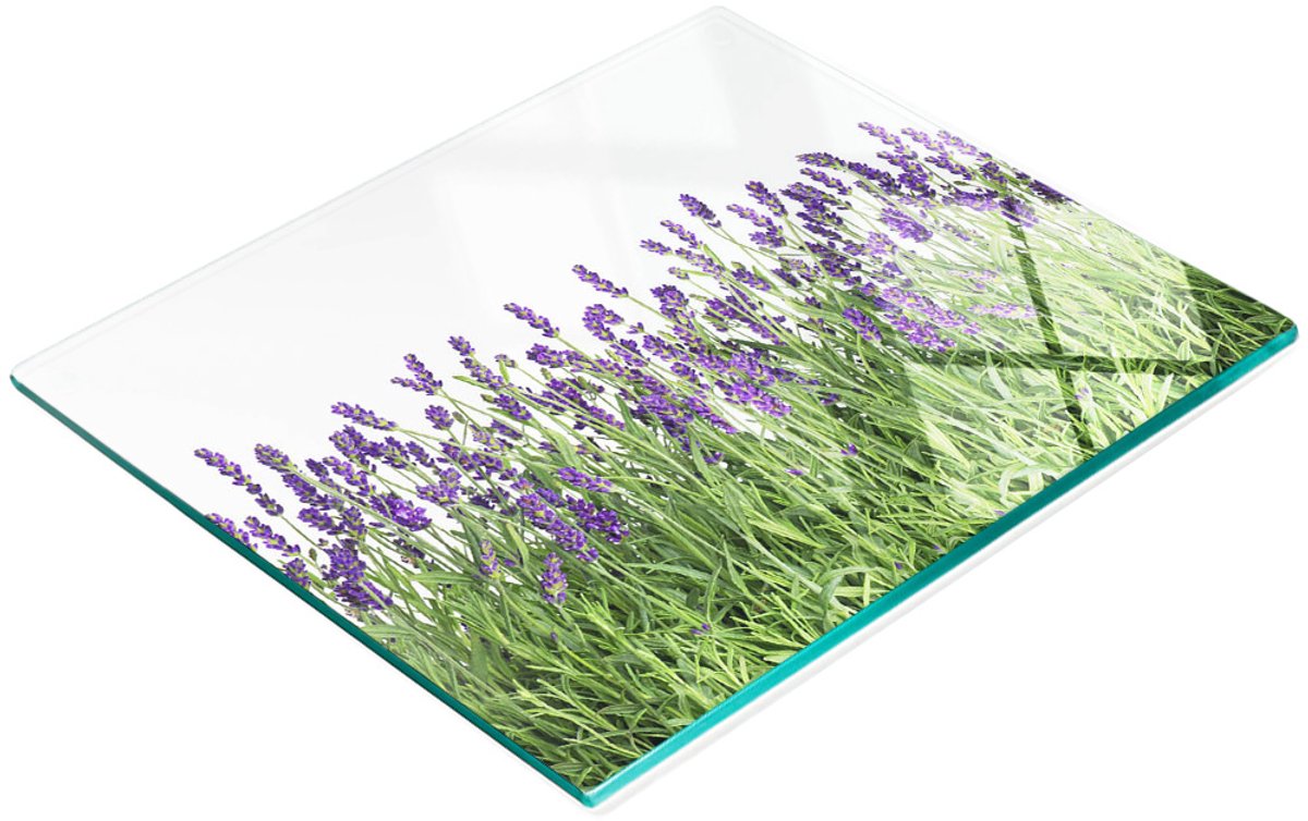 Multifunctionele decoratieve glazen keukenplank met lavendelbloemen, 60x52 cm
