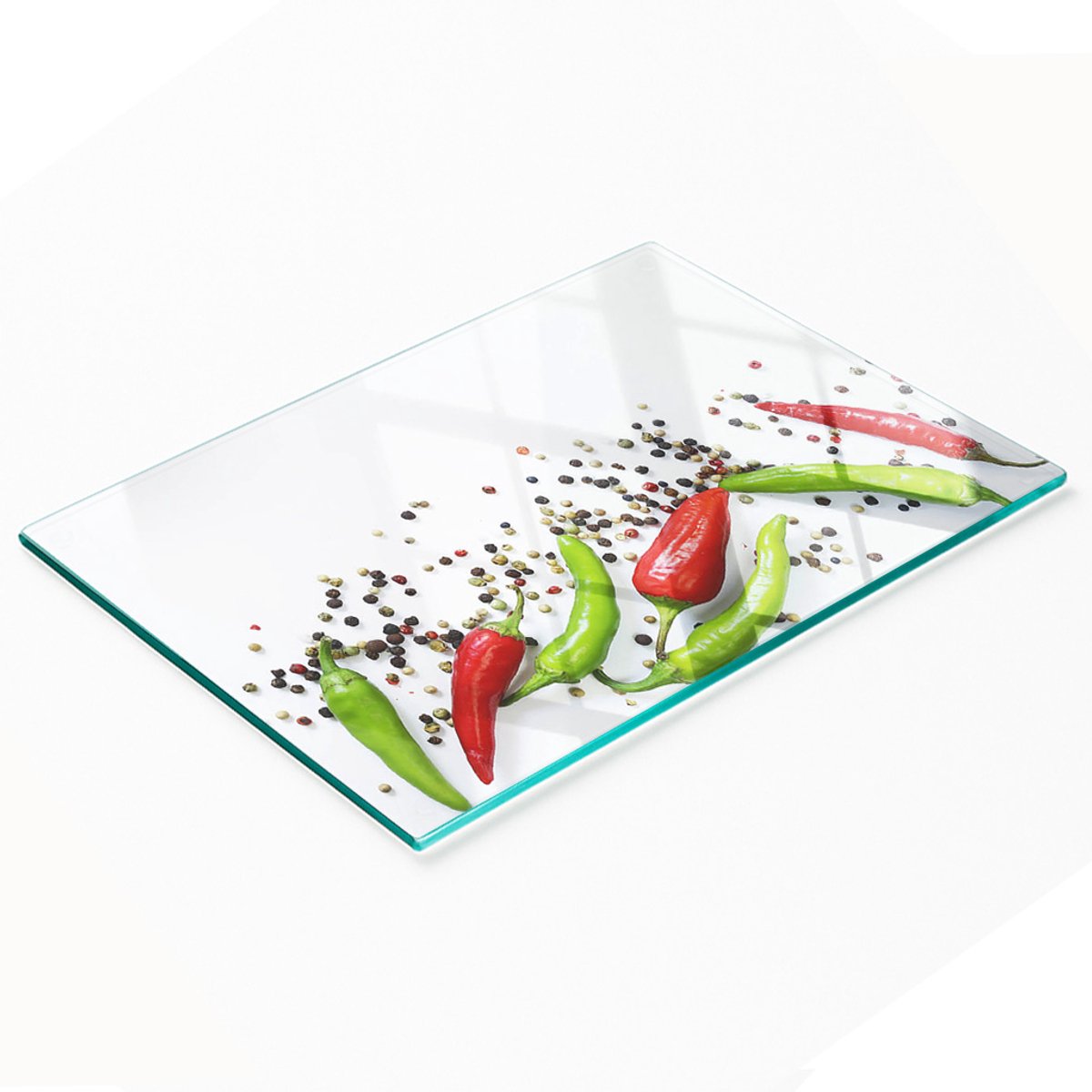 Multifunctionele decoratieve glazen snijplank voor de keuken, chilipepers, 80x52 cm