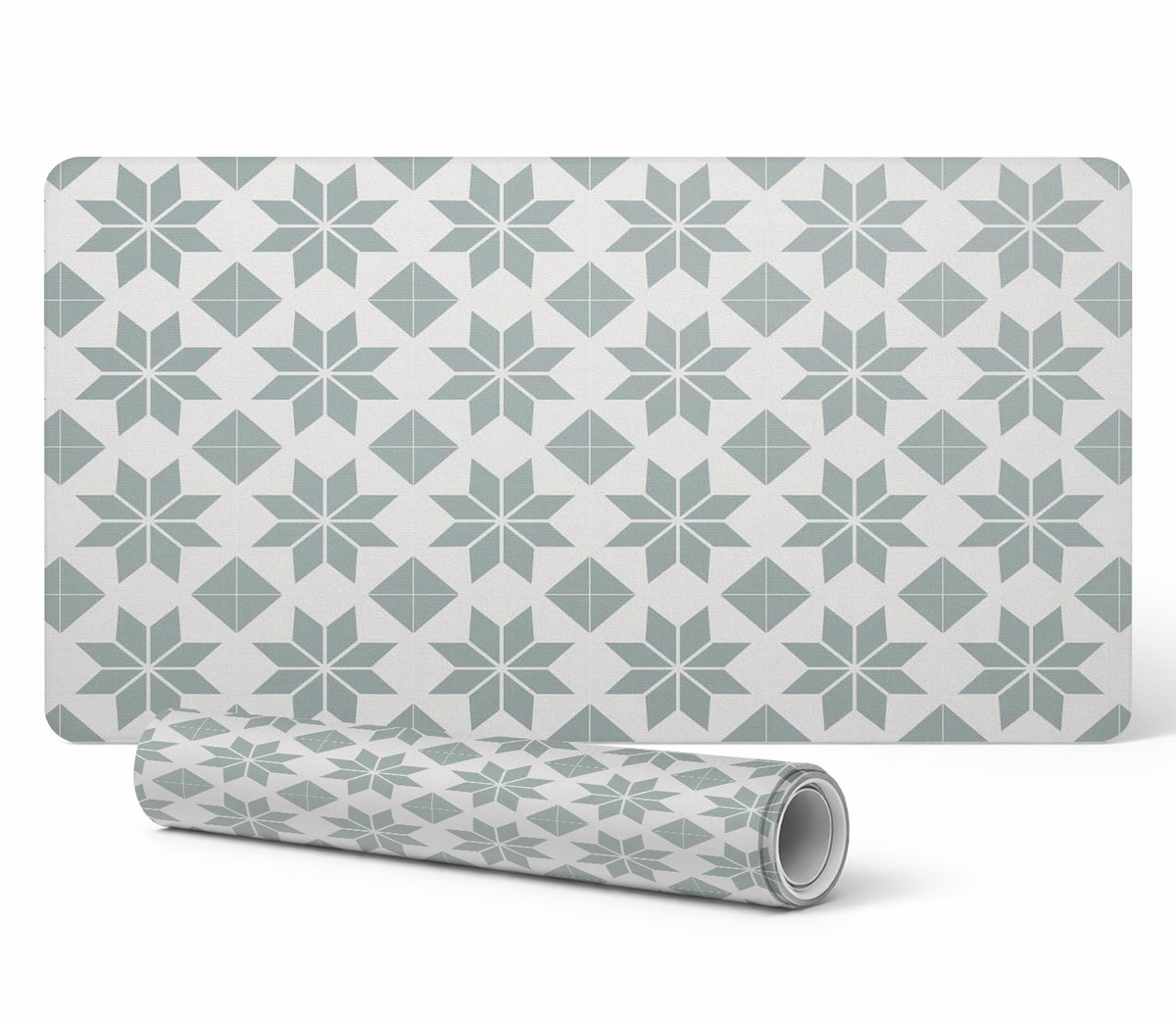 Stijlvolle vinyl computermat met geometrisch bloemenpatroon, 90x45 cm
