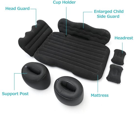 Luchtmatras Auto - luchtbed Auto Achterbank - Matras Auto Achterbank - Luchtbed - 113 x 76 x 12 - Hoofdsteun - Zijsteun - Kussens van Travellife — afbeelding 3