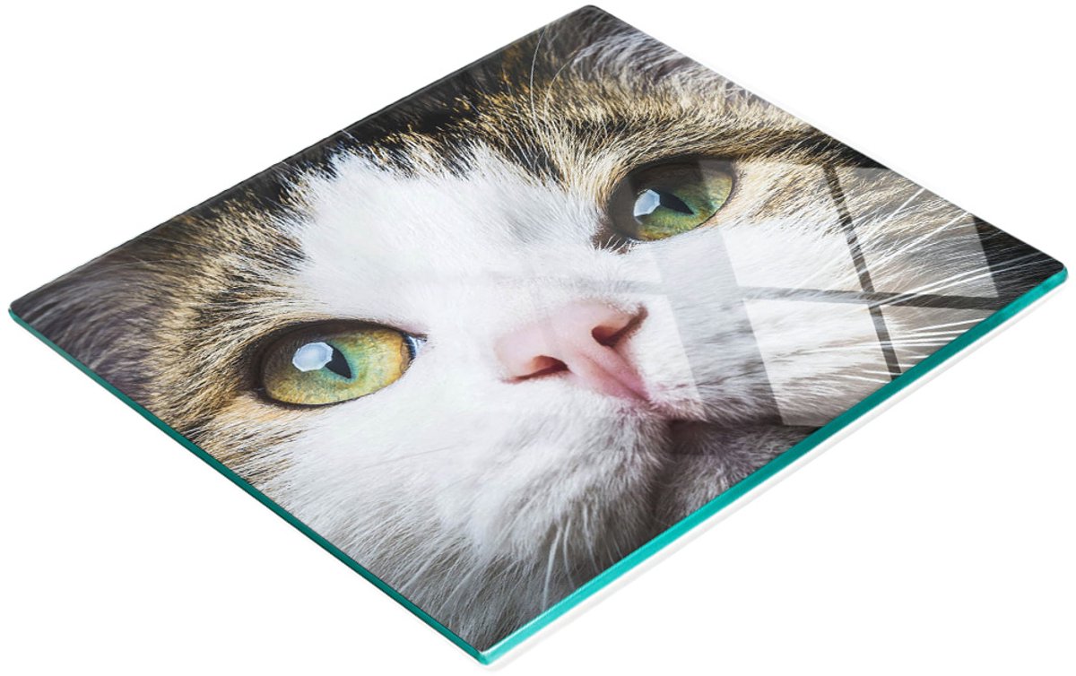 Keukenplank van gehard glas met groene kattenogen-afbeeldingen, 60x52 cm