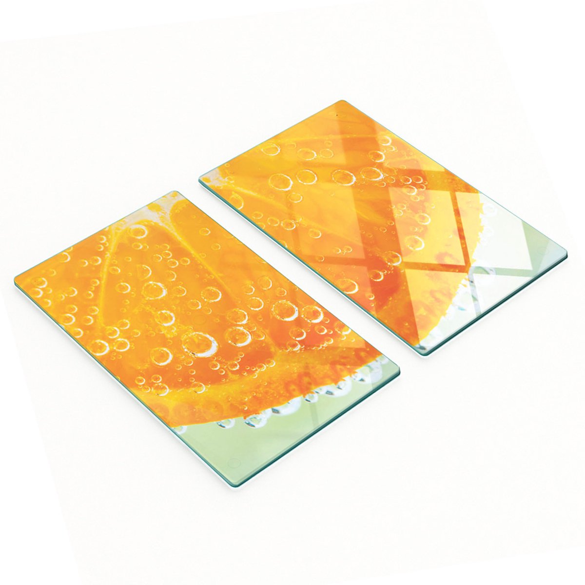 Keukenplanken van gehard glas met oranje waterprint, 2x30x52 cm