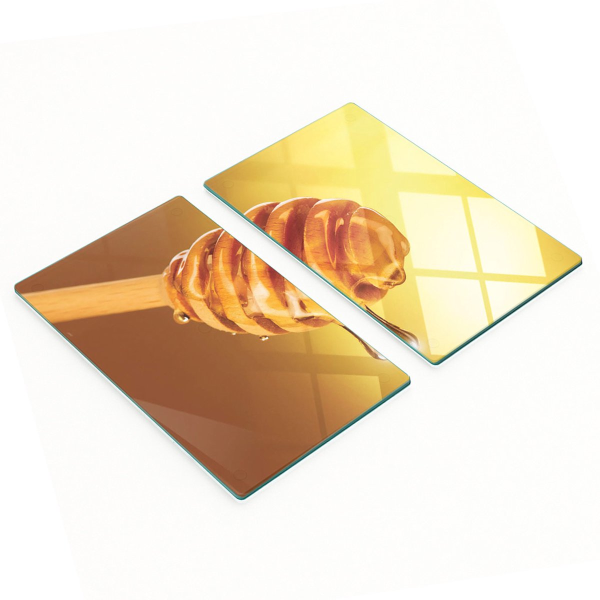 Multifunctionele decoratieve keukenplanken van gehard glas, honingkleur, 2x30x52 cm
