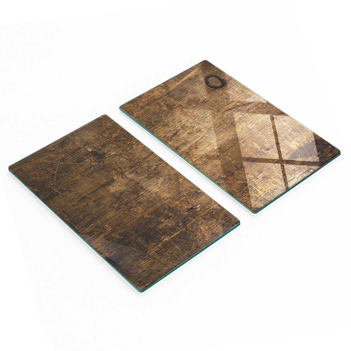 Glazen serveerplanken met afbeelding, hout, bruin, 2x30x52 cm