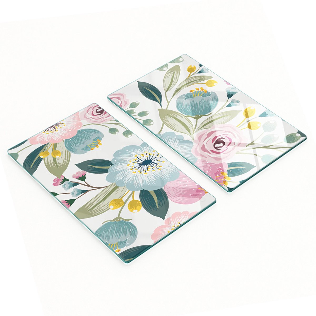 Keukenplanken van gehard glas met afbeeldingen van lentebloemen, 2x30x52 cm