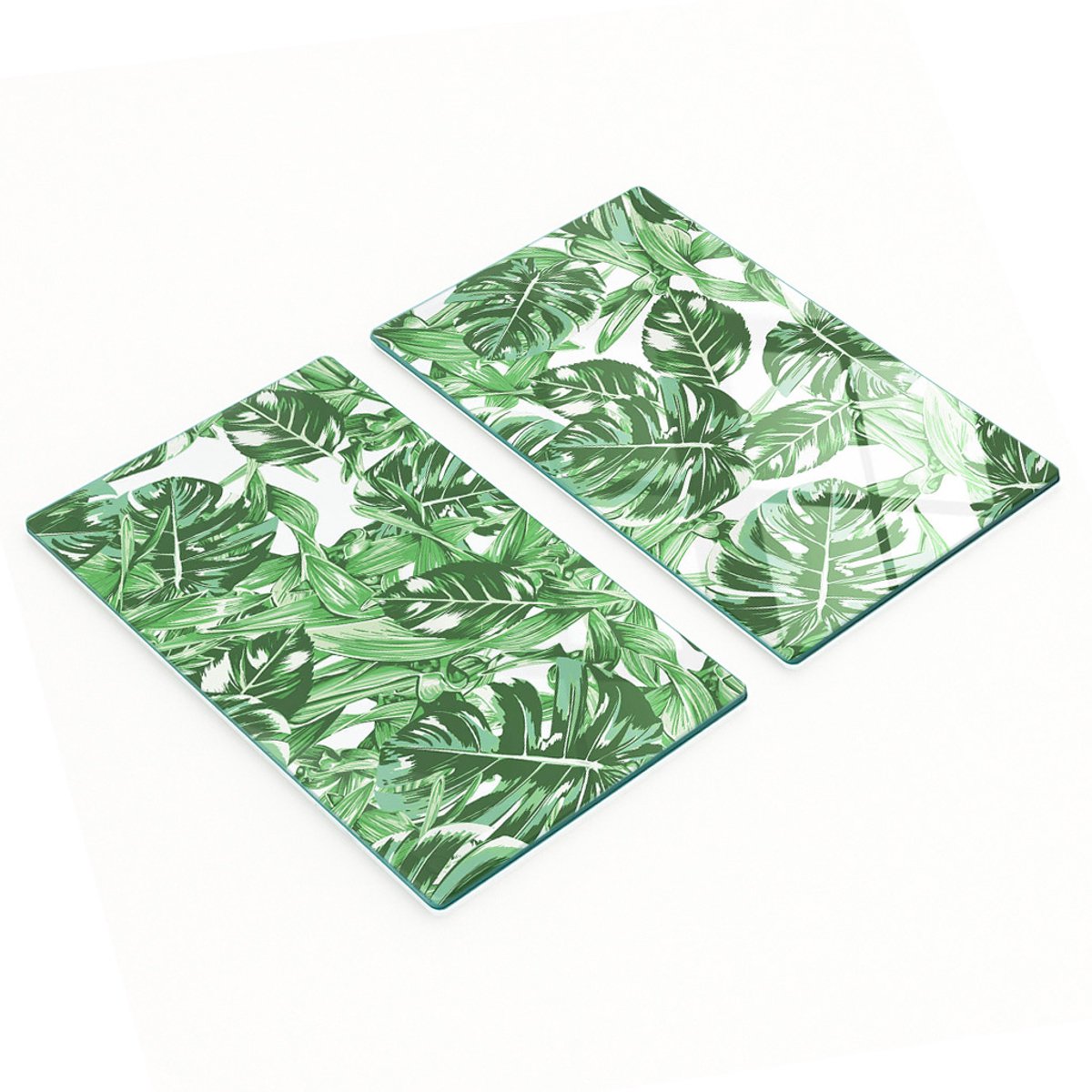 Glazen snijplanken met grafisch bladpatroon, 2x30x52 cm