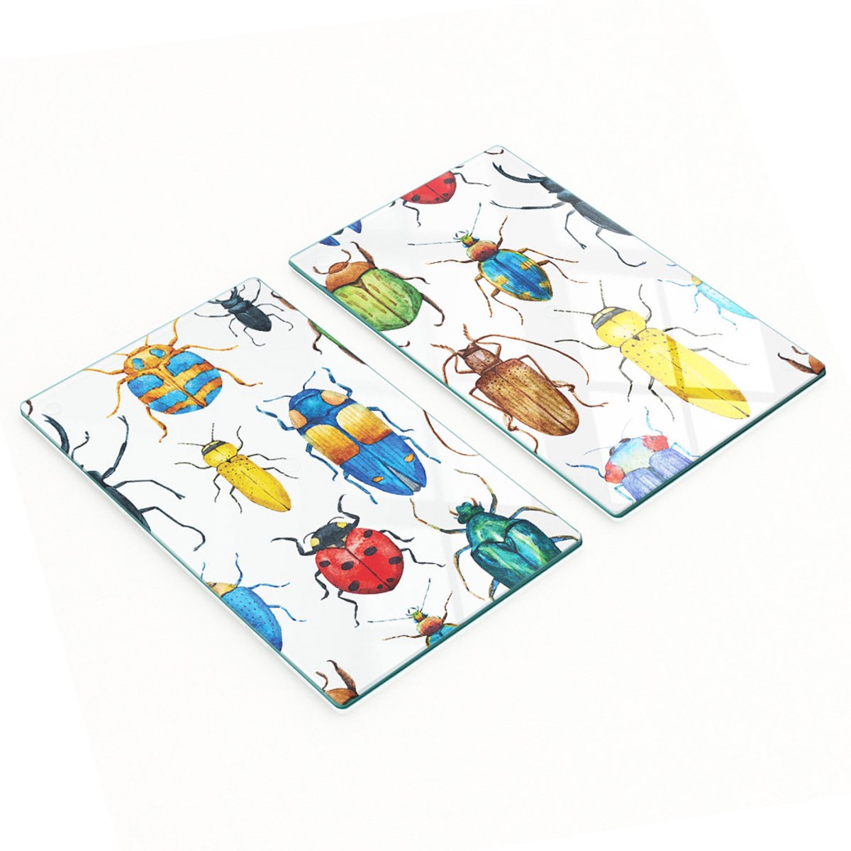 Gehard glazen platen met decoratief patroon van kleurrijke kevers, 2x30x52 cm