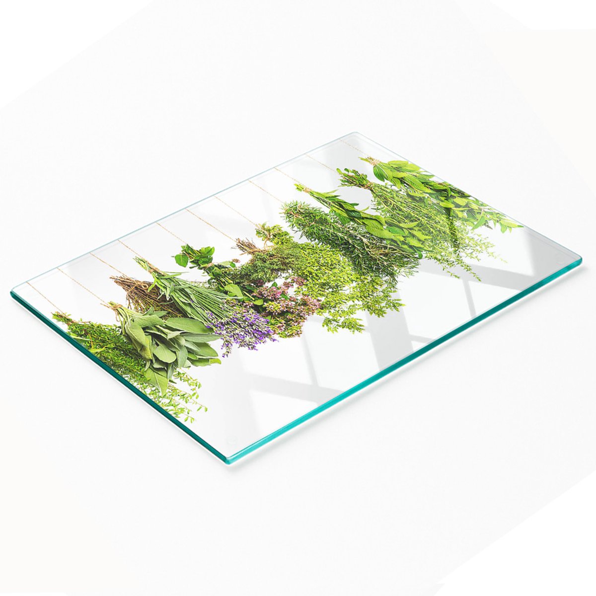 Glazen serveerplank met kruidenmotief, 80x52 cm