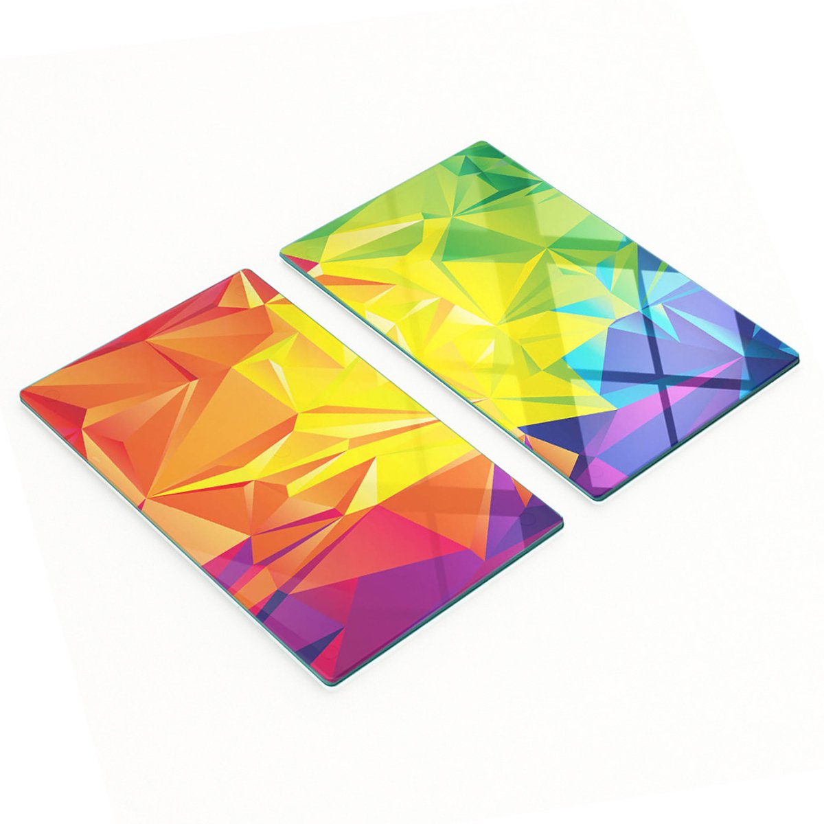 Set van twee decoratieve glazen keukenplanken, abstract ontwerp, 2x30x52 cm