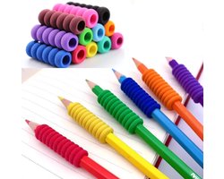Actie4you®- Pen en potlood grip - Ronde foam grippers met ribbels - Penverdikker - 12 Stuks – Pen Hoes – Mix