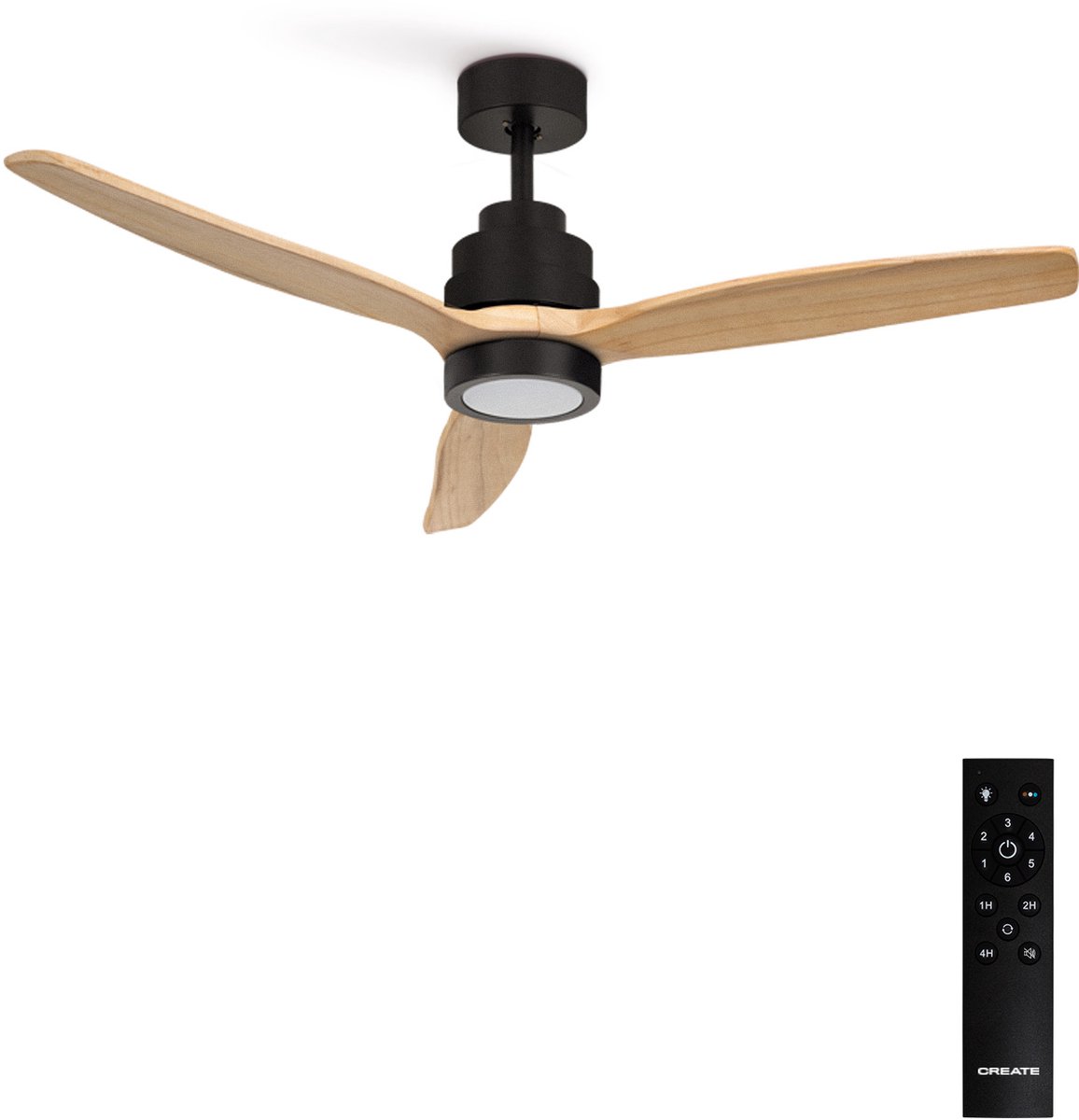 CREATE - Stille plafondventilator met technische ABS bladen 40W (Ø132cm) - Met licht LED - Afstandsbediening - 6 snelheden - Programmeerbaar - WIND STYLANCE